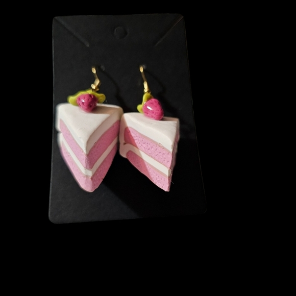 Earrings, A Piece of Cake, hypoallergenic Gold plated hooks. Handmade - Picture 4 of 4